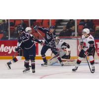 Tri-City Americans Attack Moose Jaw Warriors Goal