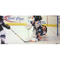 Parker Milner of the Missouri Mavericks Smothers the Puck