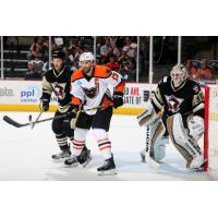 Lehigh Valley Phantoms in front of Wilkes-Barre/Scranton Penguins Goal