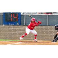 Outfielder Ren Tachioka with the University of Southern Indiana
