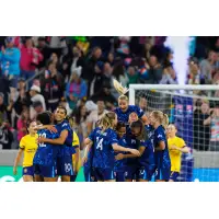 San Diego Wave FC exchange congratulations following a win