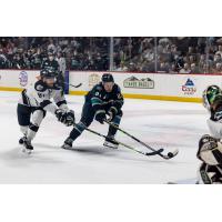 Wichita Thunder's Tyler Jette battles Tahoe Knight Monsters' Sloan Stanick