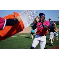 Pensacola Blue Wahoos outfielder Mark Coley II gets the Gatorade treatment