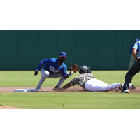 Tulsa Drillers' Bubba Alleyne fields a throw at second