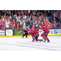 Rasmus Ekstrom of the Spokane Chiefs reacts after his game-winning goal